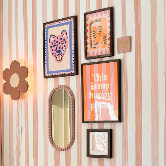 Vegglampe i tre til barnerommet | Blomst - rosa