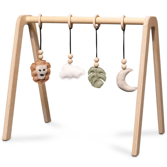 Blank houten babygym, speelboog massief hout - toddie.nl