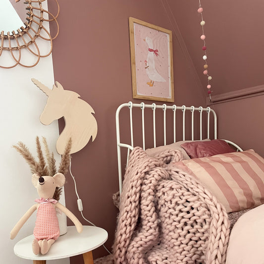 Houten wandlamp kinderkamer | Eenhoorn - blank - toddie.nl ®