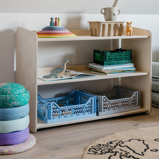 Jollie Montessori oppbevaringsskap for leker | Bokhylle med 3 hyller – ubehandlet