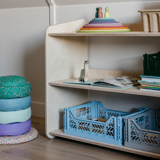 Jollie Montessori oppbevaringsskap for leker | Bokhylle med 3 hyller – ubehandlet