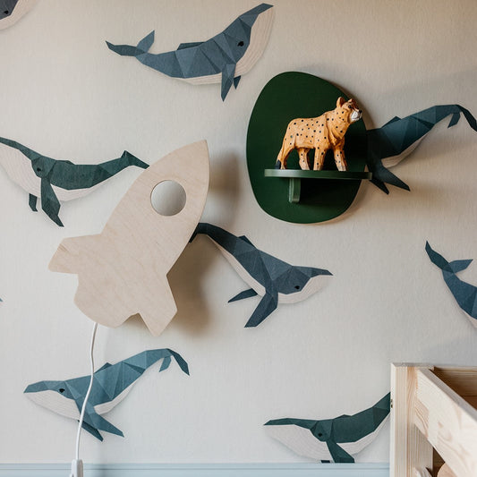 Houten wandlamp kinderkamer | Raket - blank - toddie.nl ®
