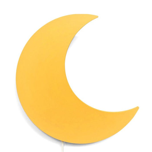 Houten wandlamp kinderkamer | Maan - geel - toddie.nl