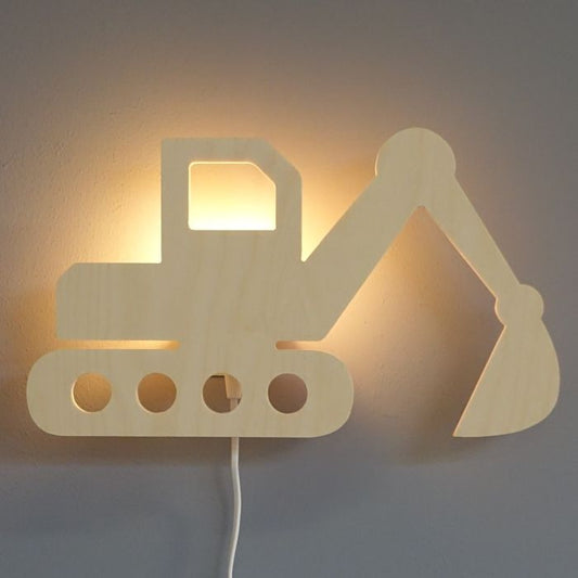 Houten wandlamp kinderkamer | Graafmachine - toddie.nl