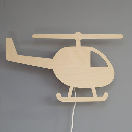 Houten wandlamp kinderkamer | Helikopter - blank - toddie.nl ®