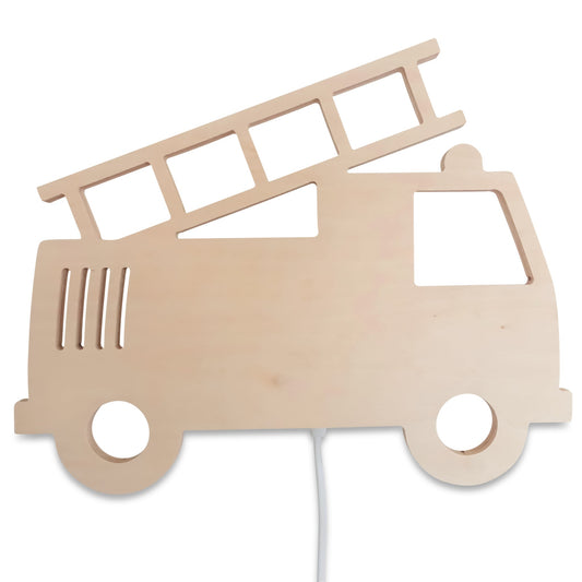 Houten wandlamp kinderkamer | Brandweerwagen - toddie.nl