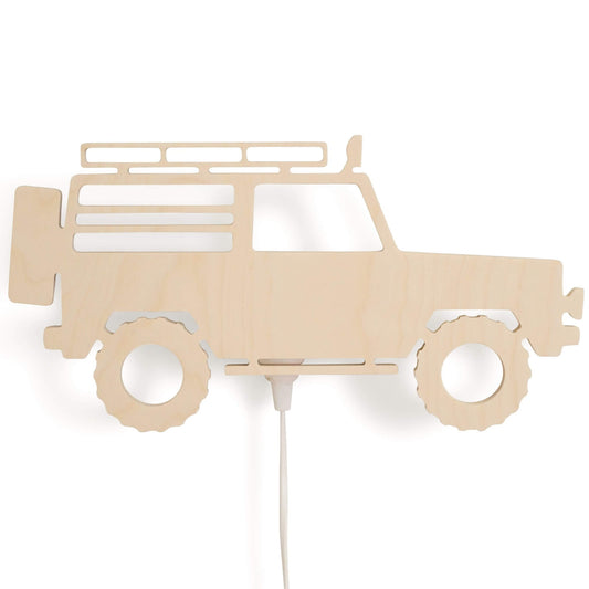 Houten wandlamp kinderkamer | 4x4 Jeep - toddie.nl