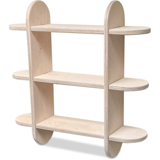 Round Montessori bokhylle til barnerommet | Seksjons skap med 3 hyller - ubehandlet