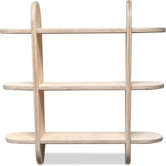 Round Montessori bokhylle til barnerommet | Seksjons skap med 3 hyller - ubehandlet