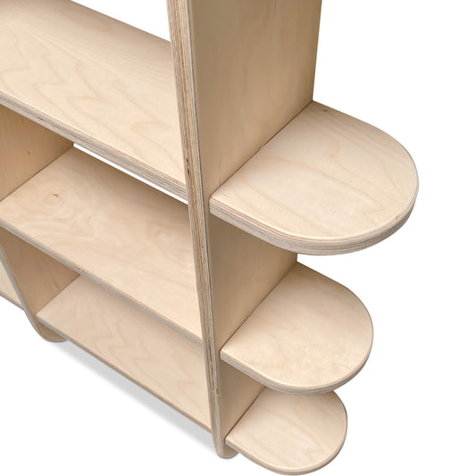 Round montessori bokhylle til barnerommet | Seksjons skap med 6 hyller – ubehandlet