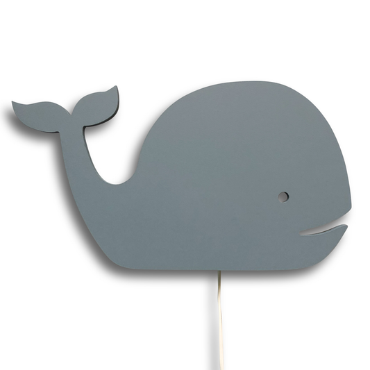 Houten wandlamp kinderkamer | Walvis denim drift - toddie.nl