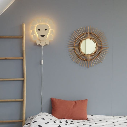 Houten wandlamp kinderkamer | Leeuw - toddie.nl