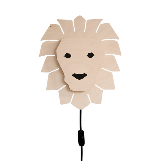Houten wandlamp kinderkamer | Leeuw - toddie.nl