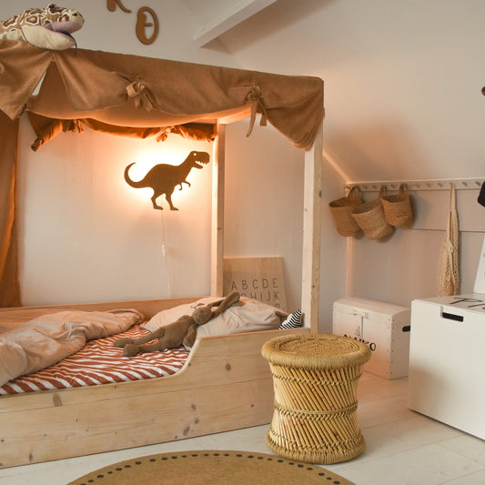 Houten wandlamp kinderkamer | Tyrannosaurus - toddie.nl