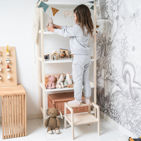 Montessori subtilt læringstårn | Trinnstige i tre, krakk - ubehandlet