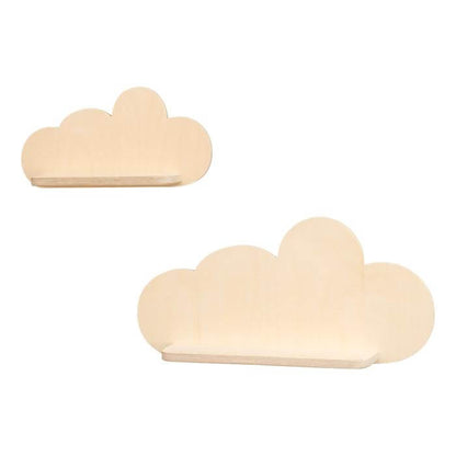 Set à 2 stk blank houten wandplanken wolk, planken kinderkamer | Wolkie - toddie.nl