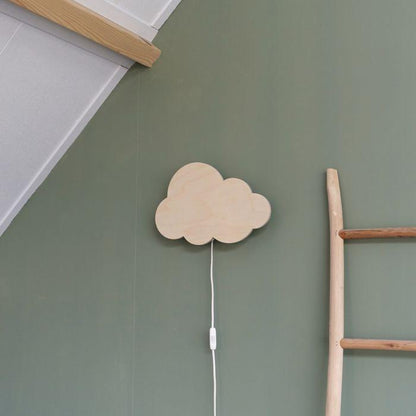 Houten wandlamp kinderkamer | Wolkie - blank - toddie.nl ®