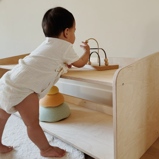 Jollie montessori oppbevaringsskap for leker | Bokhylle med 2 hyller - Ubehandlet