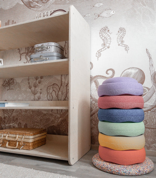 Jollie montessori oppbevaringsskap for leker | Bokhylle med 4 hyller - ubehandlet