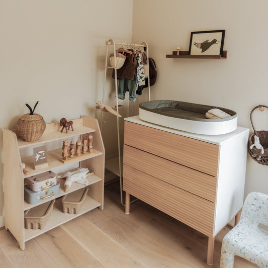 Moodie Montessori oppbevaringsskap for leker | Bokhylle med 4 hyller – ubehandlet