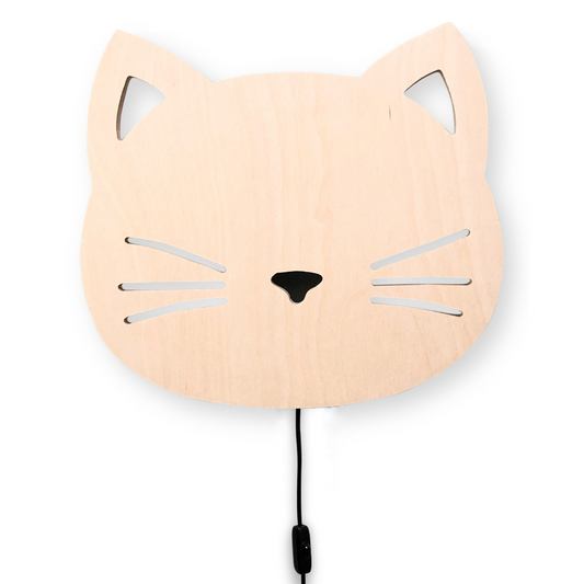 Houten wandlamp kinderkamer | Kat - toddie.nl