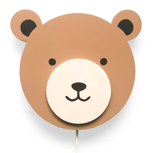 Houten wandlamp kinderkamer | teddy multiplex, spiced honey - toddie.nl