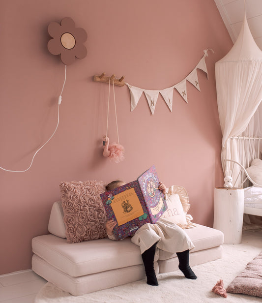 Houten wandlamp kinderkamer | Bloem - terra roze - toddie.nl ®