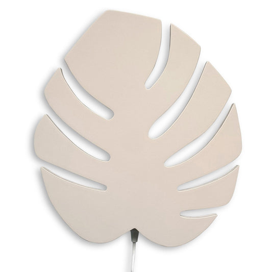 Houten wandlamp kinderkamer | Monstera blad beige - toddie.nl