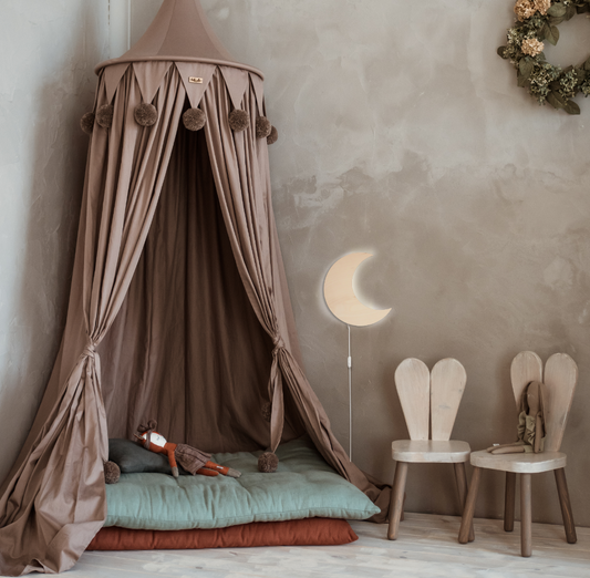Houten wandlamp kinderkamer | Maan - Multiplex - toddie.nl