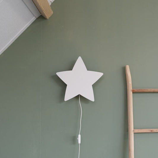Houten wandlamp kinderkamer | Ster - wit - toddie.nl