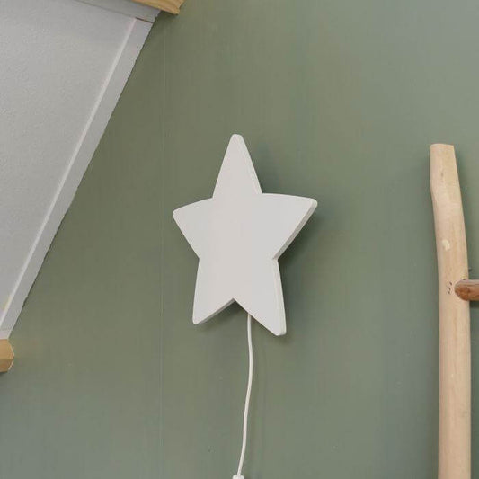 Houten wandlamp kinderkamer | Ster - wit - toddie.nl