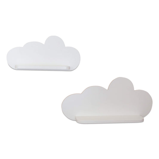 Set à 2 stk Witte houten wandplanken wolk, planken kinderkamer | Wolkie - toddie.nl