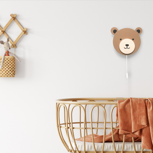 Houten wandlamp kinderkamer | teddy multiplex, spiced honey - toddie.nl