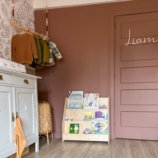 Montessori boekenkast kinderkamer | 3 tredes - blank - toddie.nl