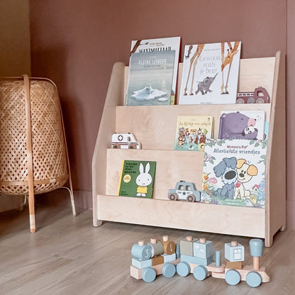 Montessori boekenkast kinderkamer | 3 tredes - blank - toddie.nl