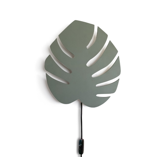 Houten wandlamp kinderkamer | Monstera blad groen - toddie.nl